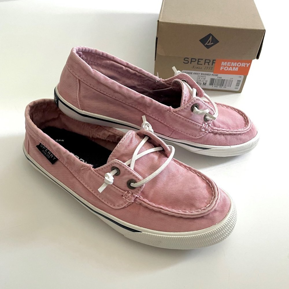 Sperry Lounge Away Washed Rose Pink Slip On Sneakers with Memory Foam Shoes 6.5